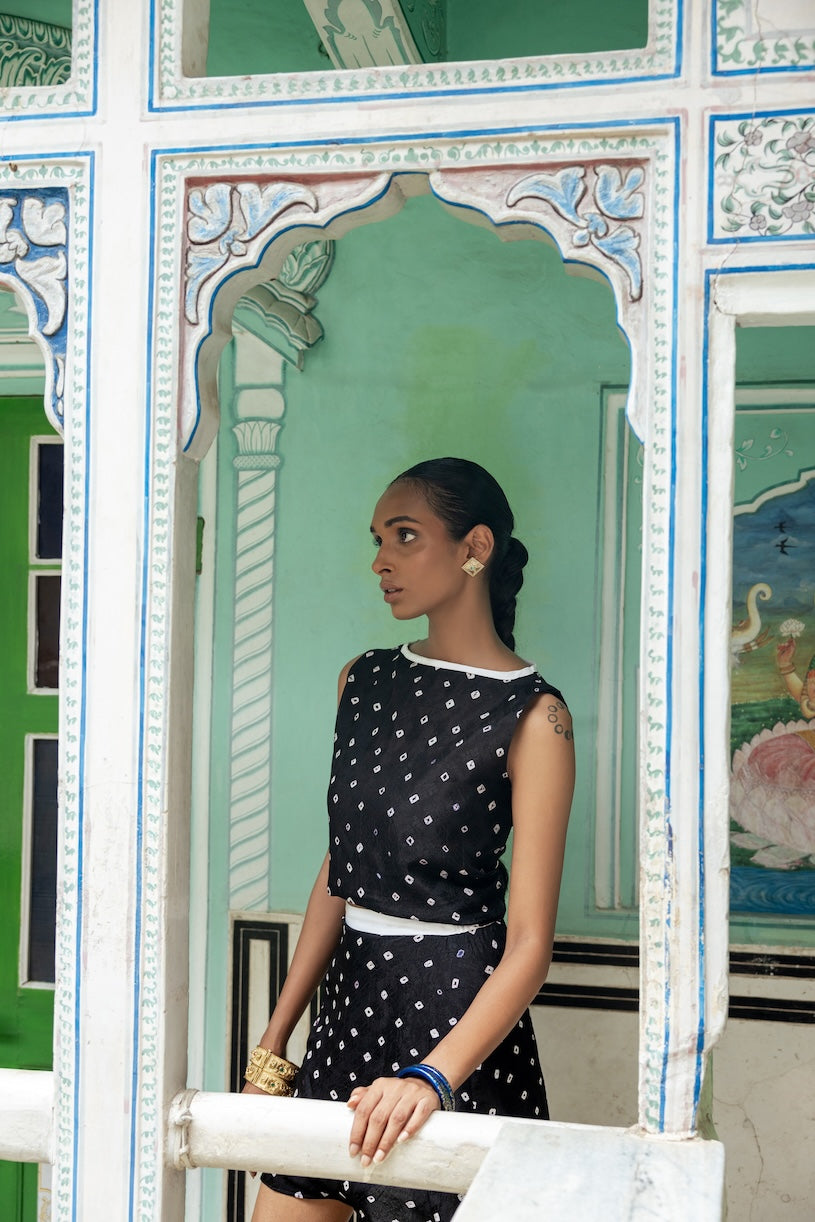 Bandhej Hand Dyed Silk Top