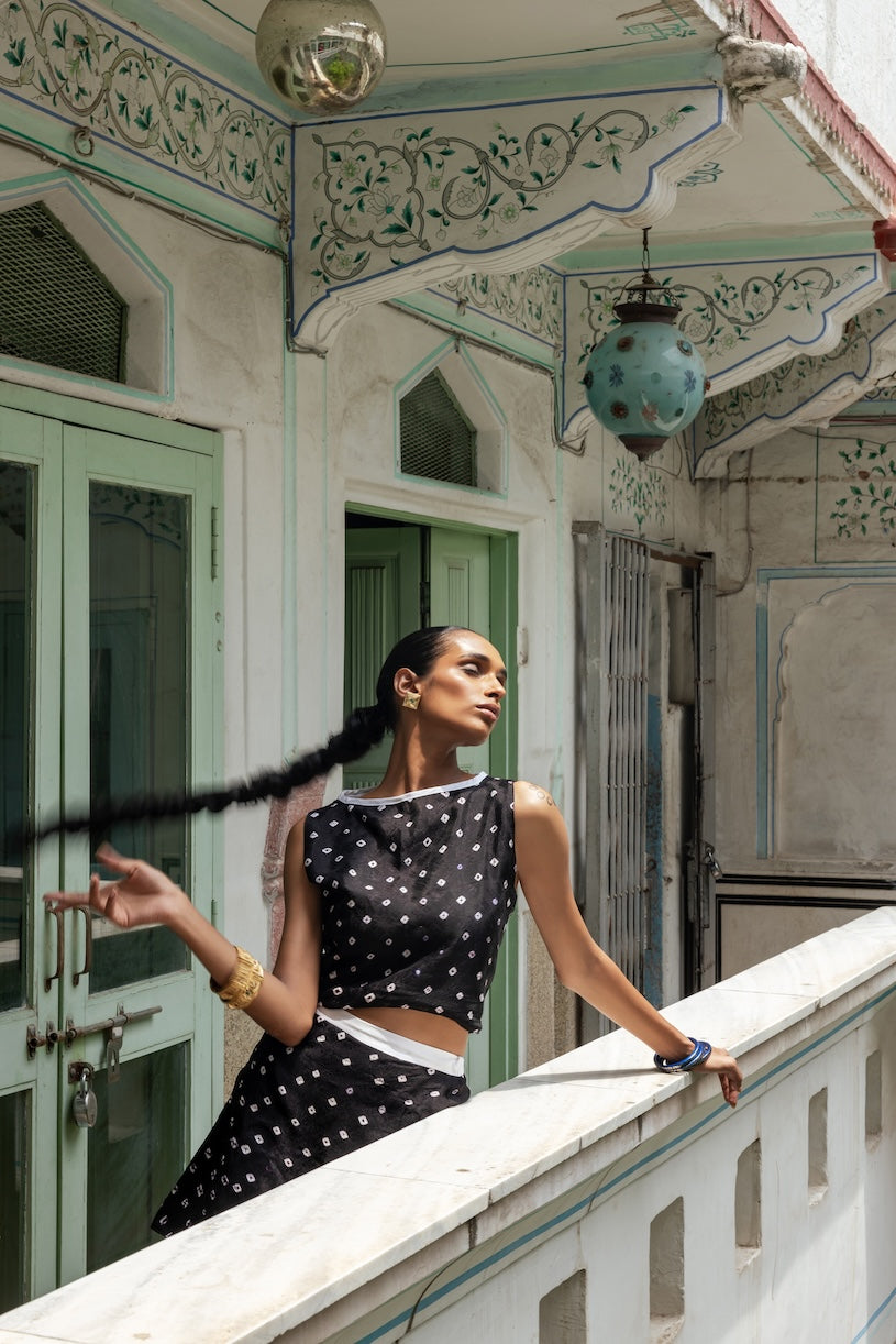 Bandhej Hand Dyed Silk Top