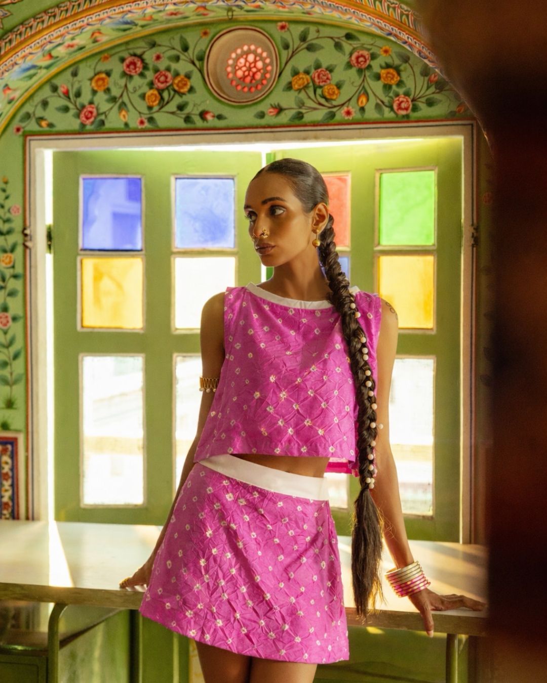 Bandhej Hand Dyed Silk Set