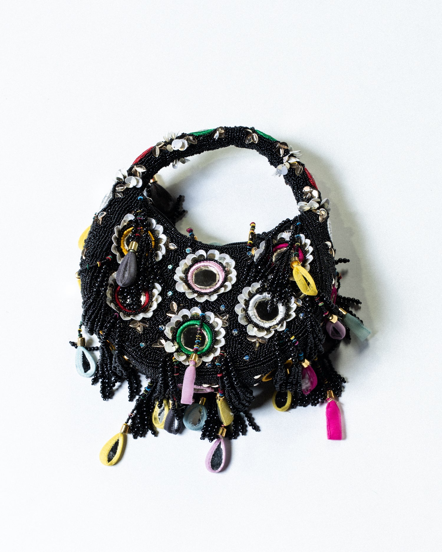 Round Hand Embroidered Mirror Bag