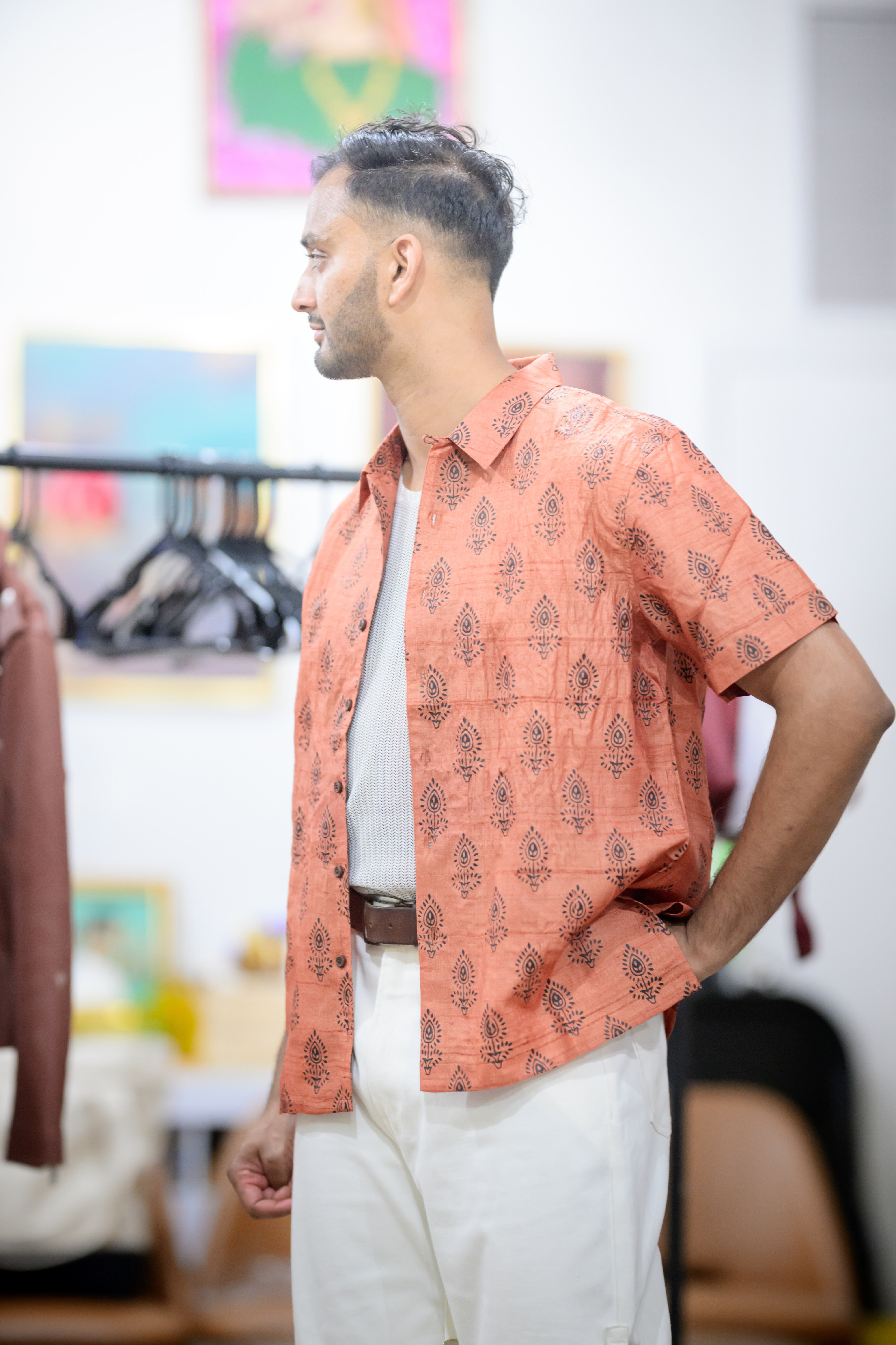 Amer Orange Raw Silk