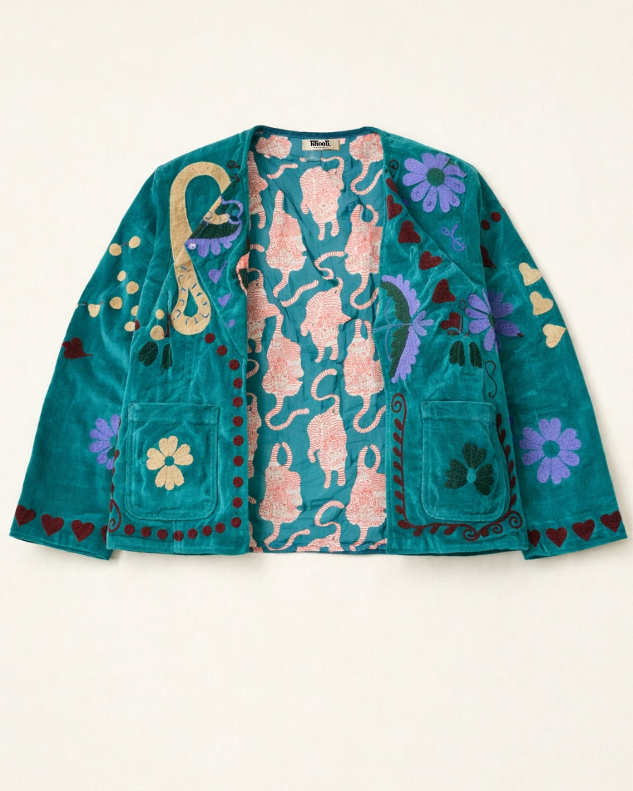 Suzani Embroidery Velvet Reversible Jacket