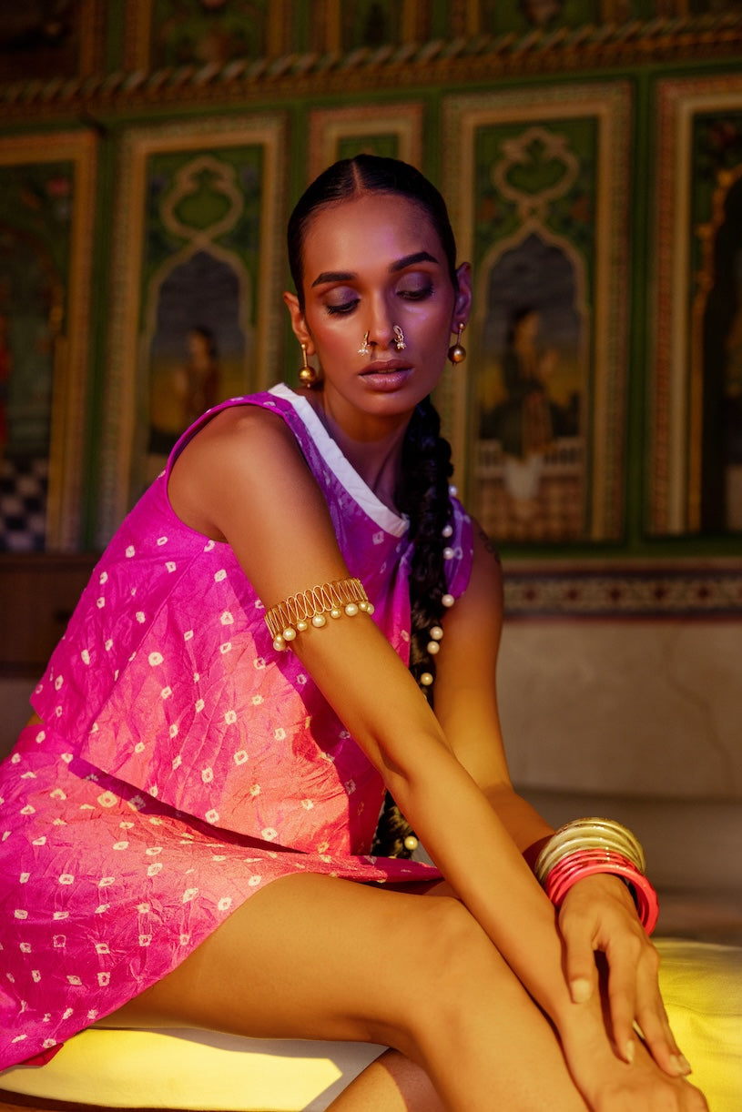 Bandhej Hand Dyed Silk Blouse