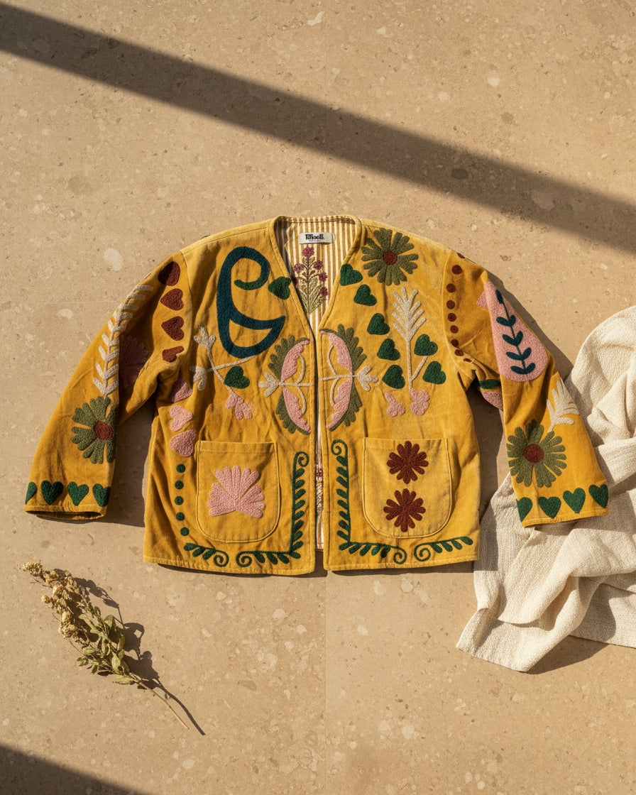 Suzani Embroidery Velvet Reversible Jacket – Khoob NYC