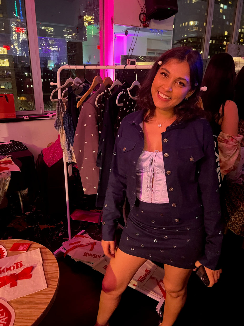 Falda vaquera bordada Raat Rani
