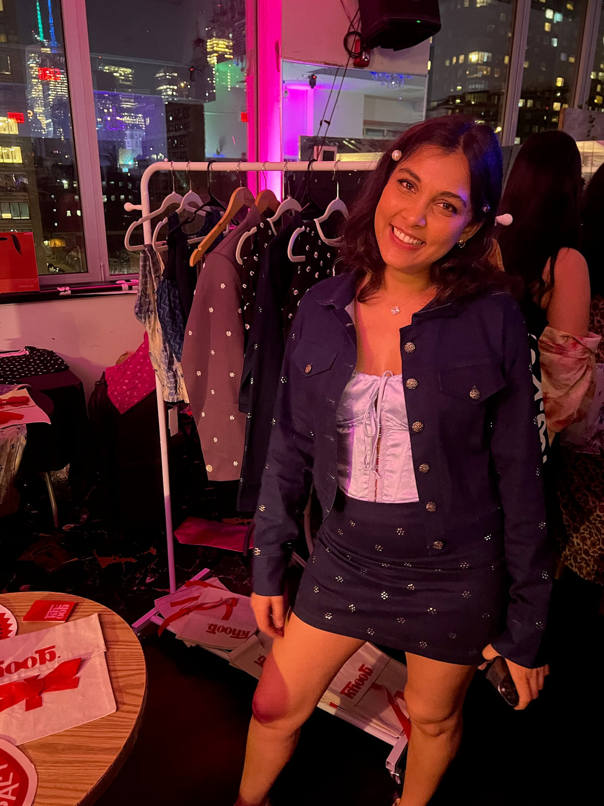 Falda vaquera bordada Raat Rani