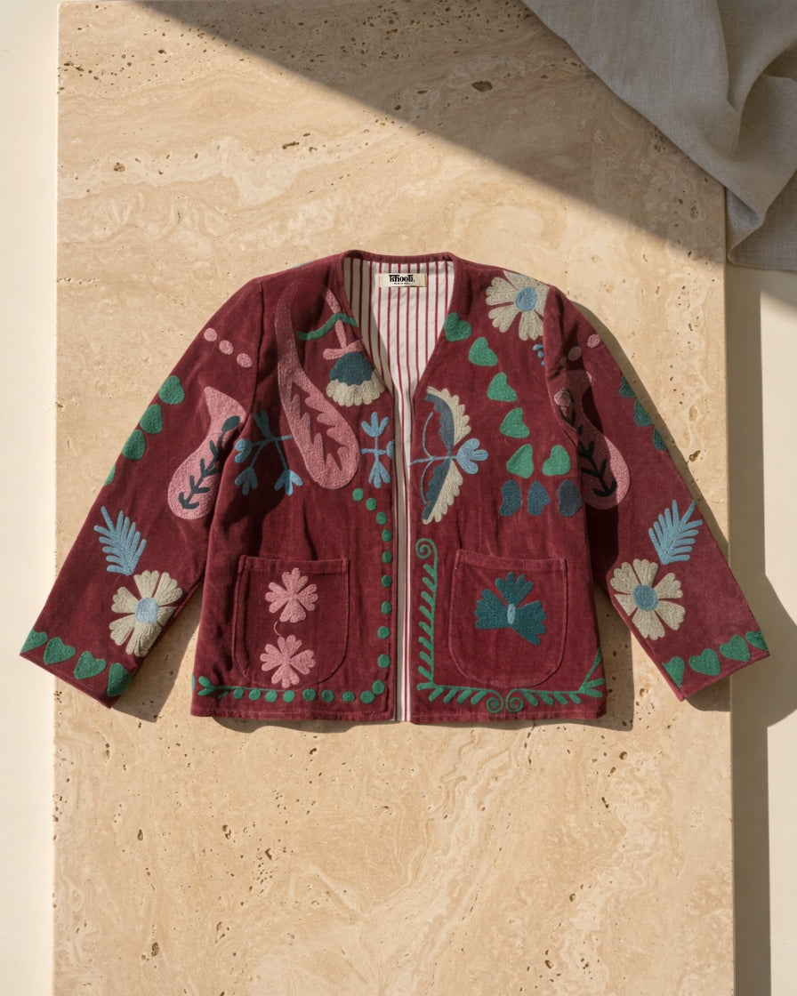 Suzani Embroidery Velvet Reversible Jacket – Khoob NYC