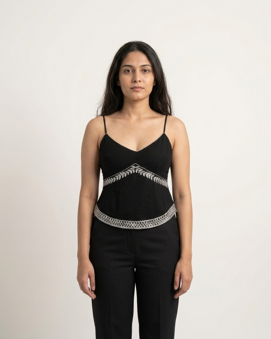 Muse Hand- Embroidered Bustier Top