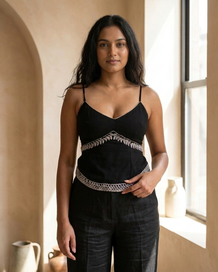 Muse Hand- Embroidered Bustier Top