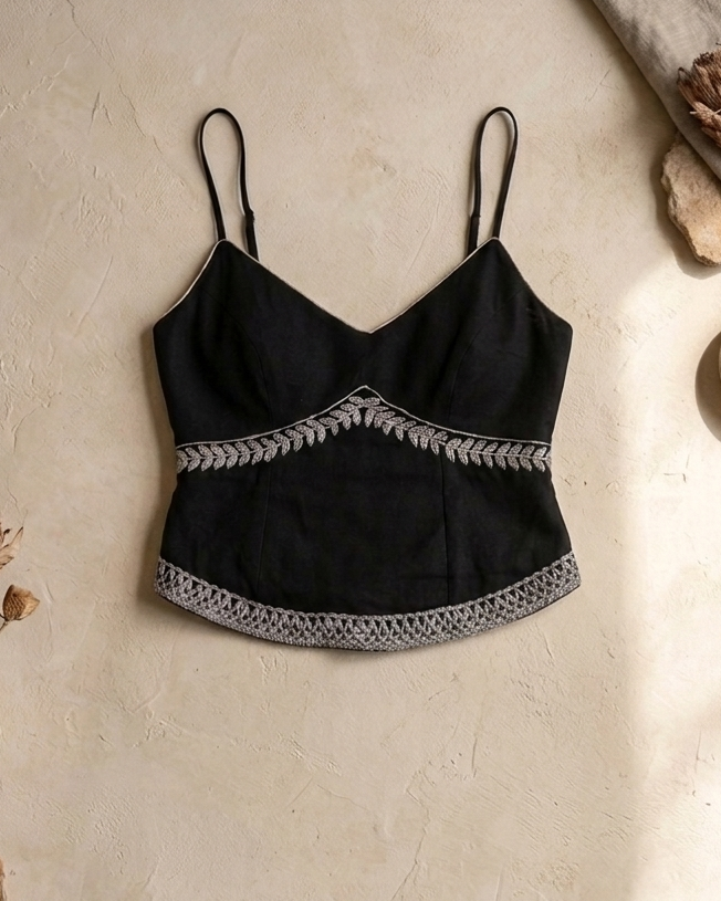 Muse Hand- Embroidered Bustier Top