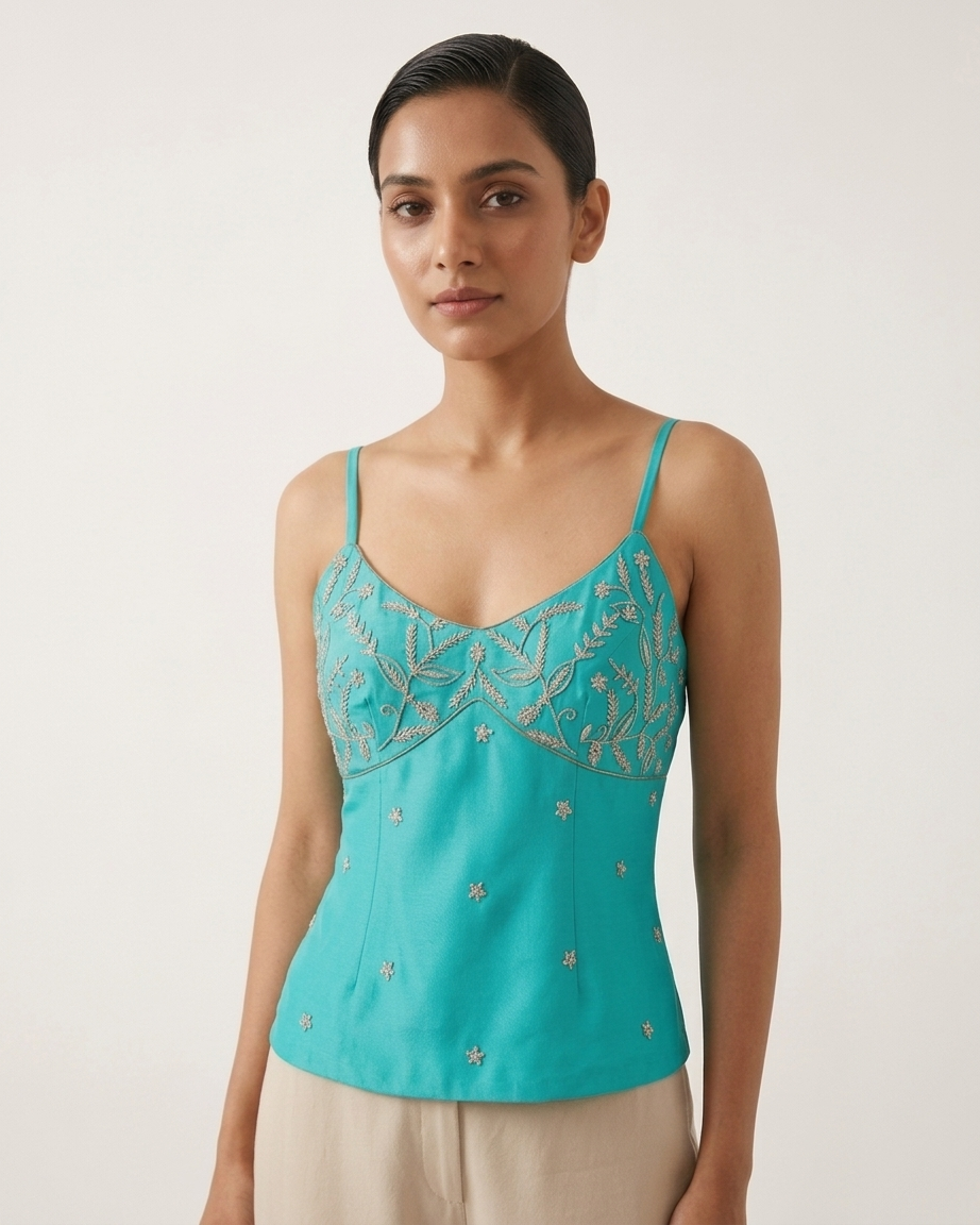 Muse Hand- Embroidered Bustier Top