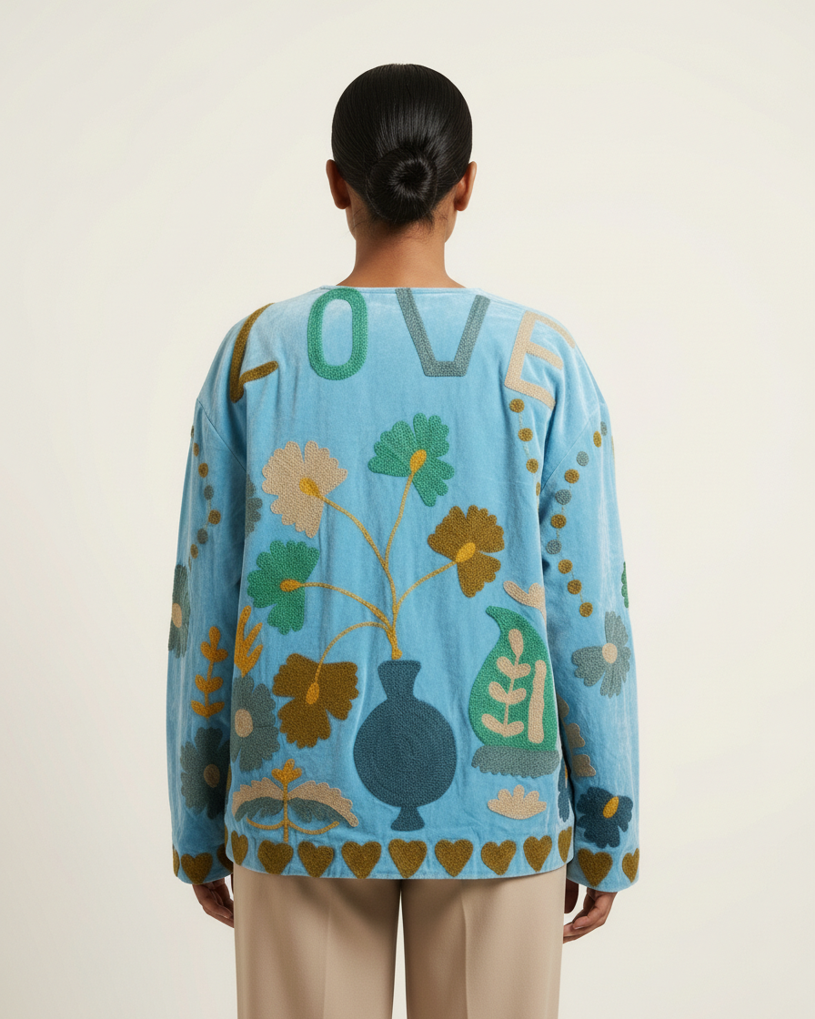Chaqueta Reversible de Terciopelo Bordado Suzani