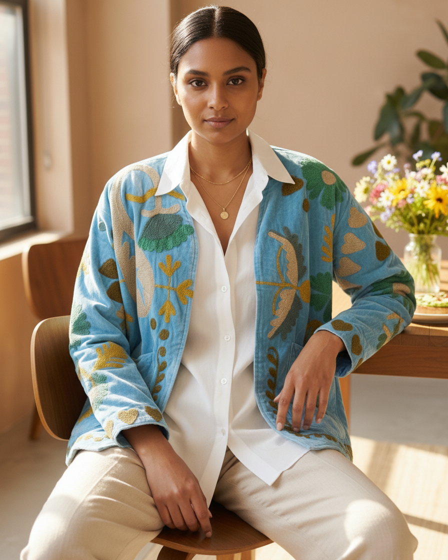 Chaqueta Reversible de Terciopelo Bordado Suzani