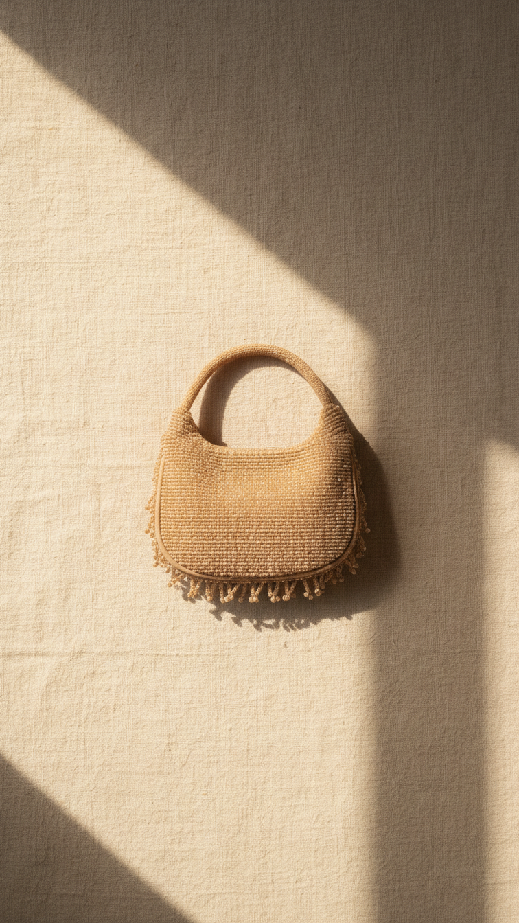 Bolso de borlas con cuentas de cristal hecho a mano