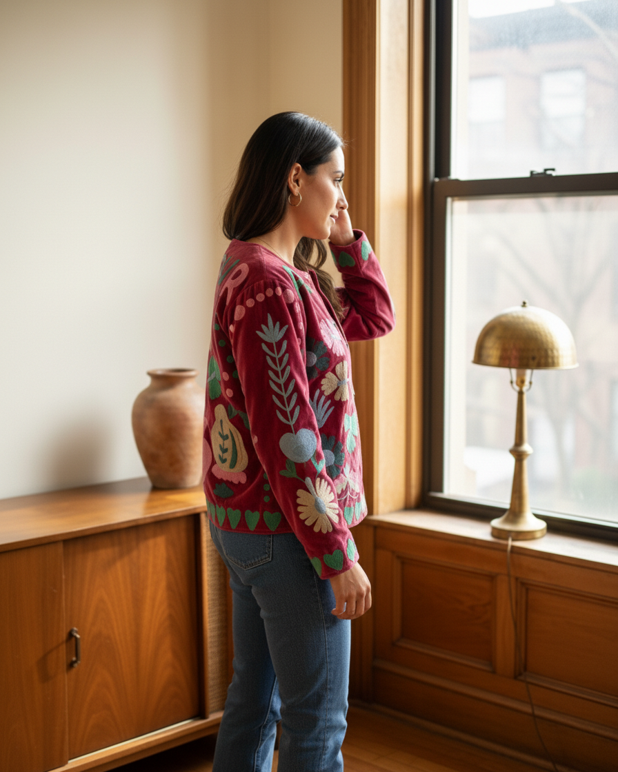Chaqueta Reversible de Terciopelo Bordado Suzani