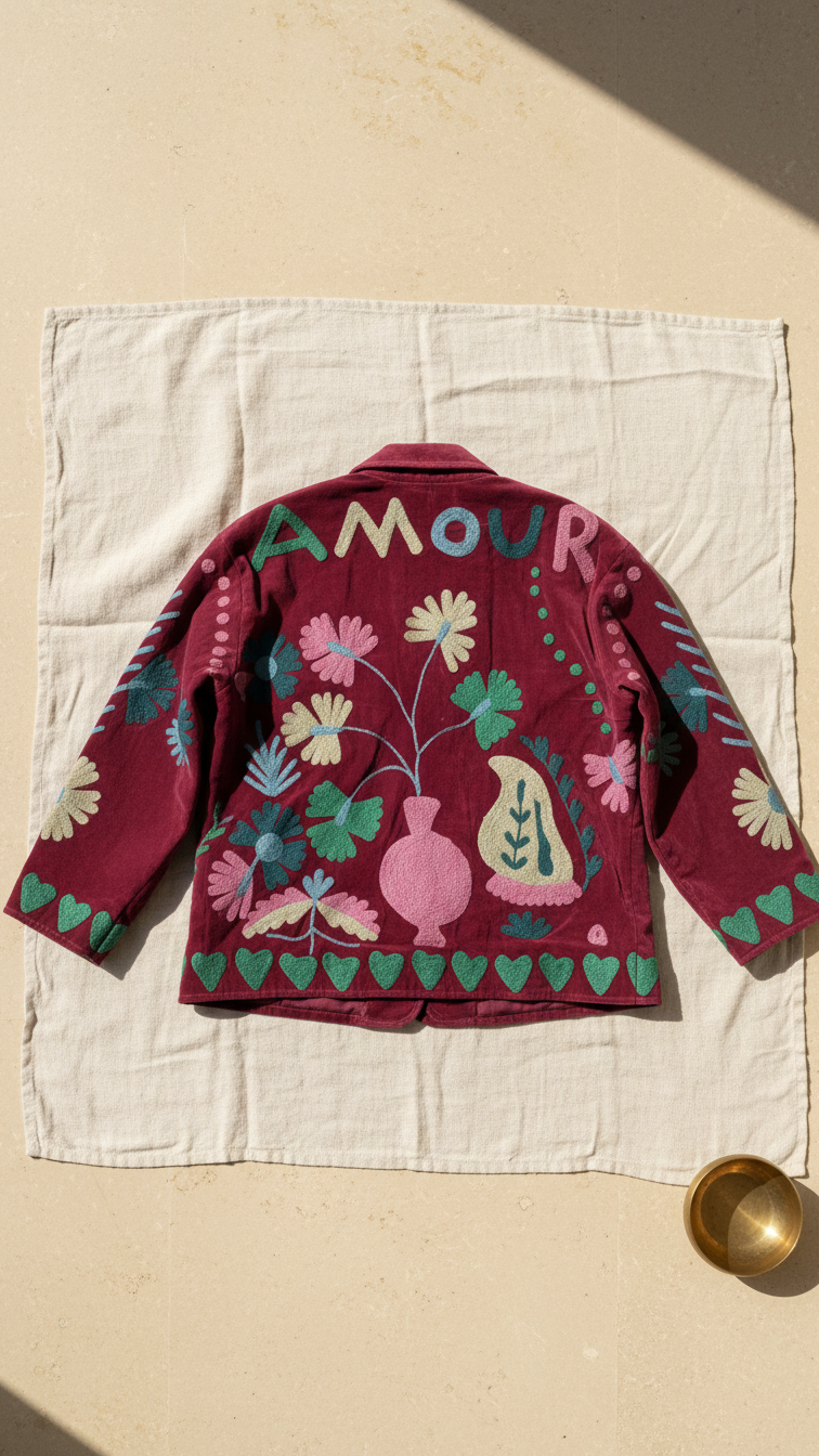 Chaqueta Reversible de Terciopelo Bordado Suzani