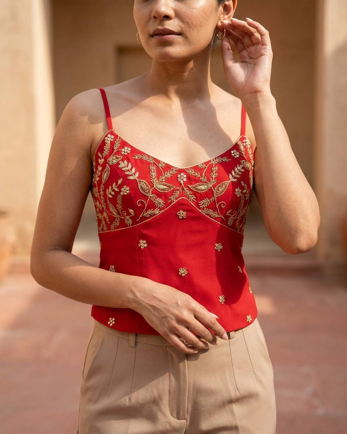 Muse Hand- Embroidered Bustier Top