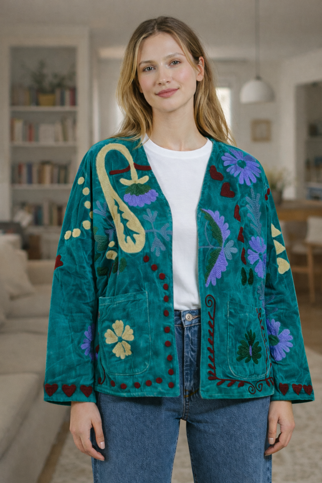 Suzani Embroidery Velvet Reversible Jacket