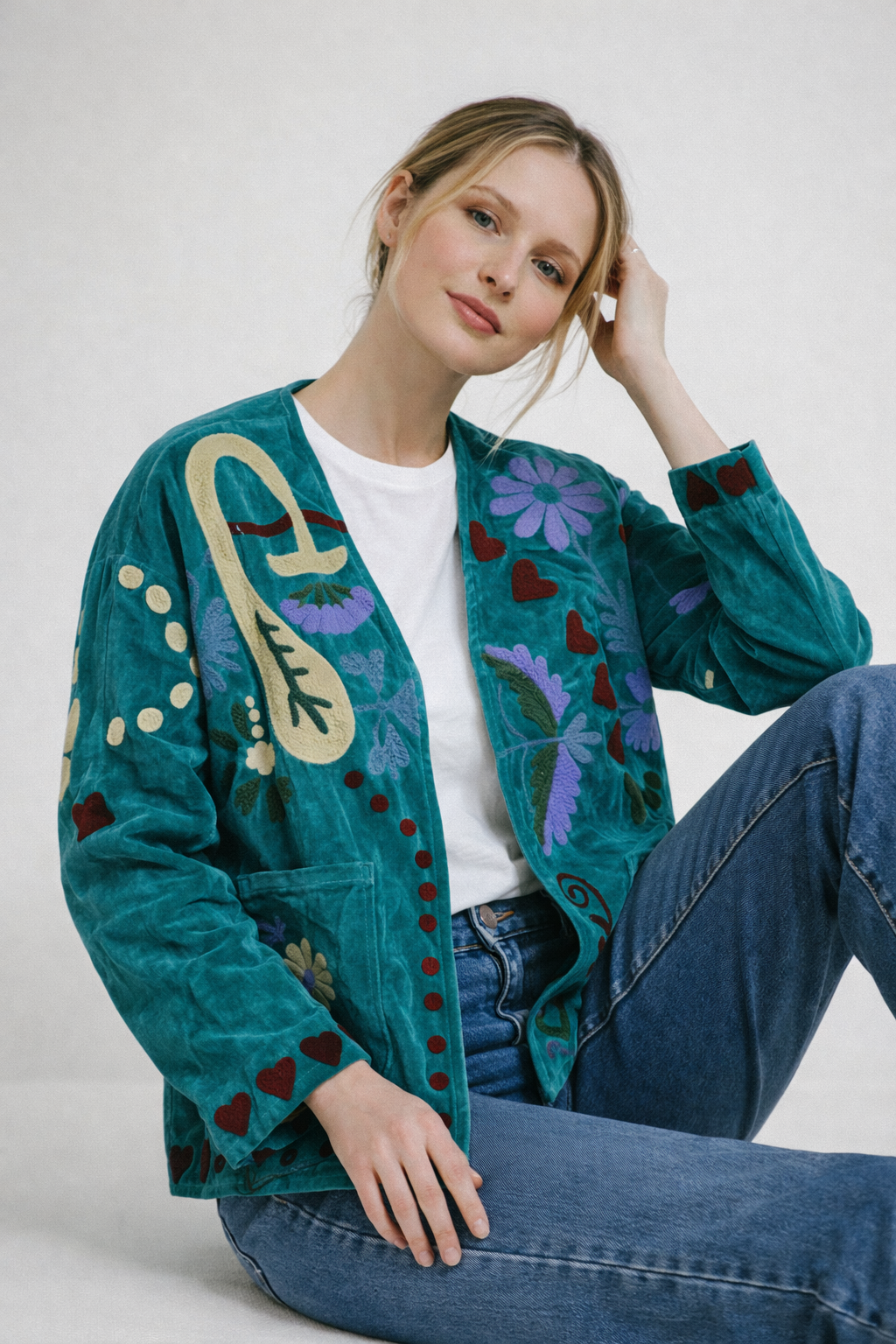 Chaqueta Reversible de Terciopelo Bordado Suzani